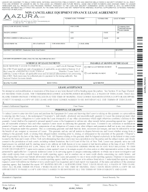 Non-Cancelable Equipment Finance Lease Agreement