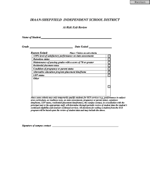 At Risk Exit Review Form
