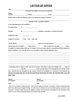Letter of Offer for Property Purchase