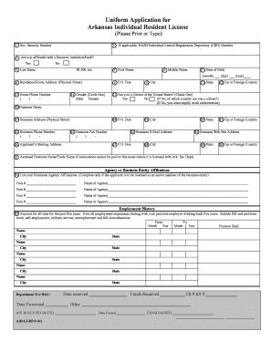 Arkansas Individual Resident License Application