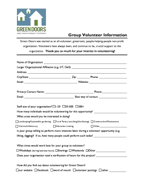 Group Volunteer Information Form