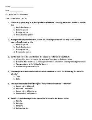 AP United States Government Take-Home Exam