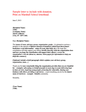 Donation Accompaniment Letter