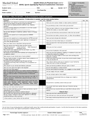 MSHSL Sports Physical Exam Form
