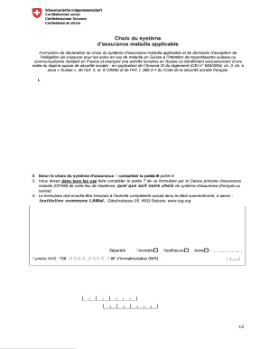 Formulaire de déclaration du choix du système d'assurance-maladie applicable