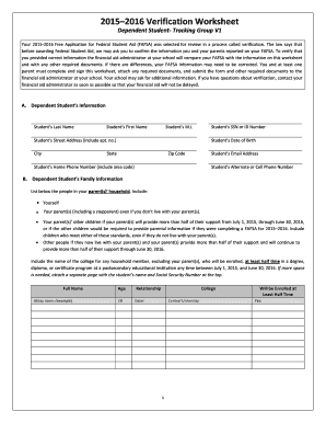 2015-2016 Verification Worksheet
