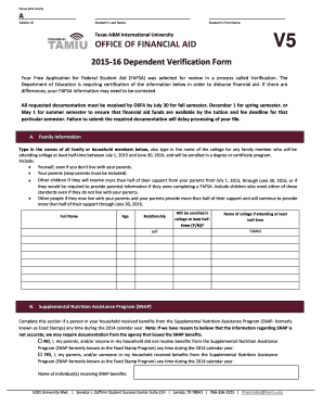 2015-16 Dependent Verification Form