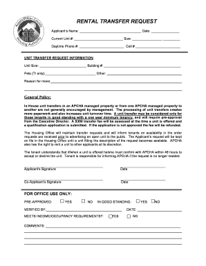 Rental Transfer Request Form