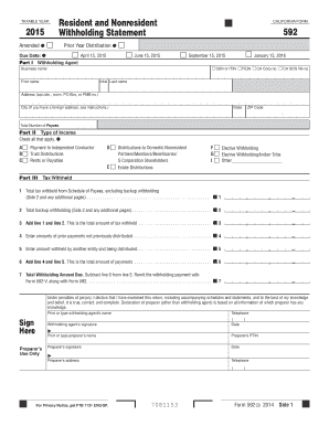 California Form 592 Withholding Statement