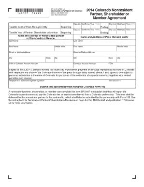 Colorado Nonresident Partner Agreement Form