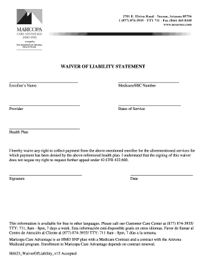 Waiver of Liability Statement