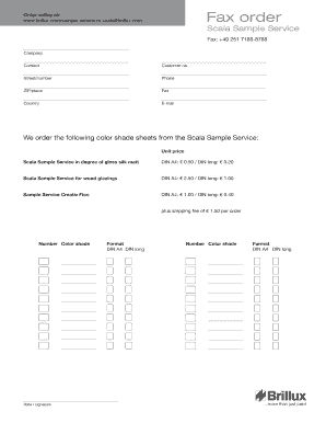 Scala Sample Service Order Form