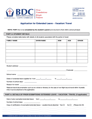 Application for Extended Leave – Vacation/Travel