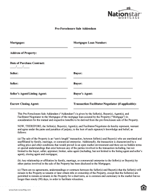 Pre-Foreclosure Sale Addendum