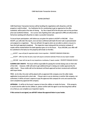 CARE Real Estate Transaction Services Buyer Contract