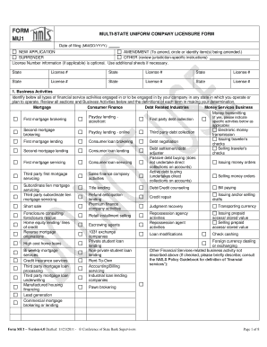 Multi-State Uniform Company Licensure Form