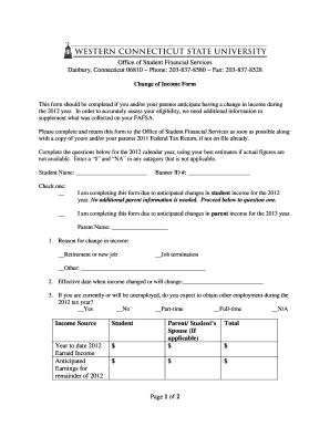 Change of Income Form