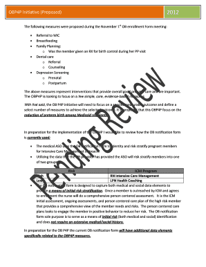 OB Notification Risk Assessment Form