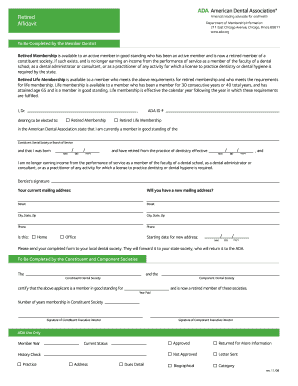 ADA Retired Membership Application
