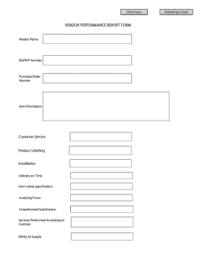 Vendor Performance Report Form