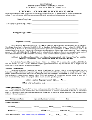 Residential Solid Waste Services Application