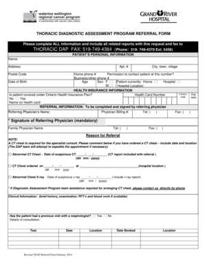 Thoracic Diagnostic Assessment Program Referral Form