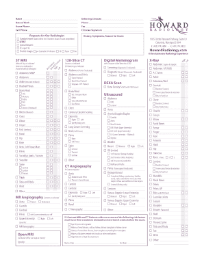 Radiology Exam Request Form