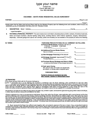 Escambia Santa Rosa Residential Sales Agreement