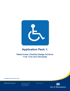 Westminster Disabled Badge Application Form