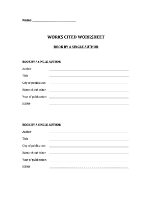 Works Cited Worksheet