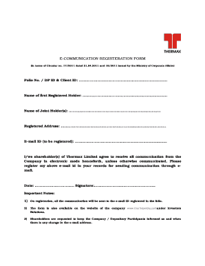 E-Communication Registration Form