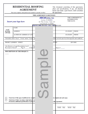Residential Roofing Agreement