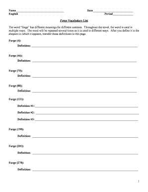 Vocabulary List Template