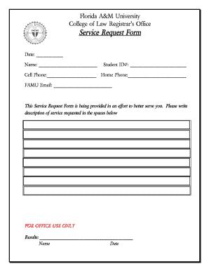 Florida A&M University Service Request Form