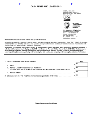 USDA Cash Rents and Leases Survey Form