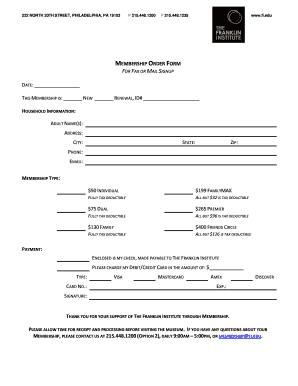 Membership Order Form