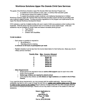 Child Care Services Waitlist Application