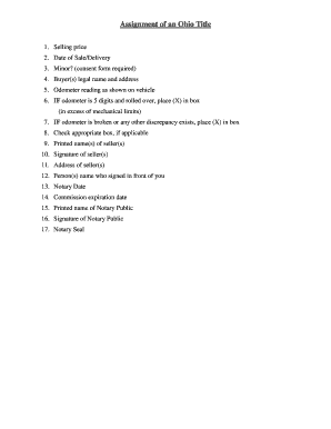 Ohio Title Assignment Form