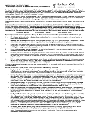 Request for Resident Classification for Tuition Purposes