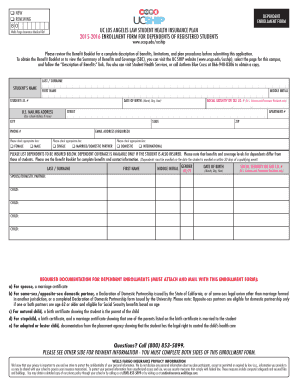 UC Los Angeles Law Student Health Insurance Dependent Enrollment Form