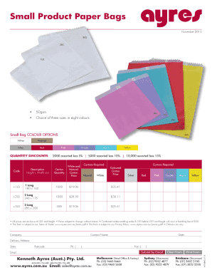 Small Product Paper Bags Order Form