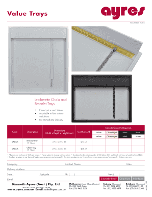 Value Trays Order Form