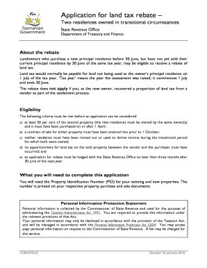 Application for Land Tax Rebate