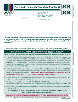 Formulario de Ayuda Financiera Estudiantil 2014