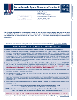 Formulario de Ayuda Financiera Estudiantil 2015-2016