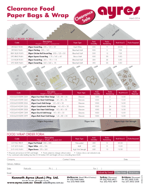 Food Packaging Order Form