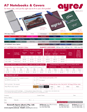 A7 Notebook Order Form