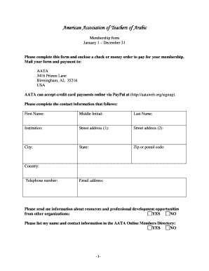 American Association of Teachers of Arabic Membership Form