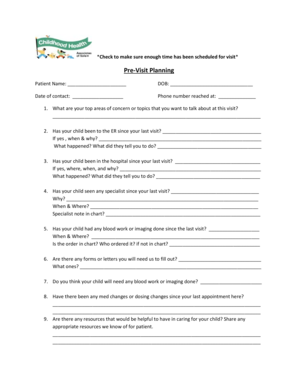 Pre-Visit Planning Form