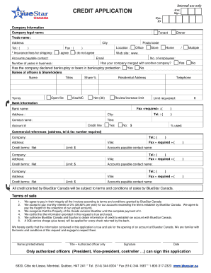 BlueStar Canada Credit Application